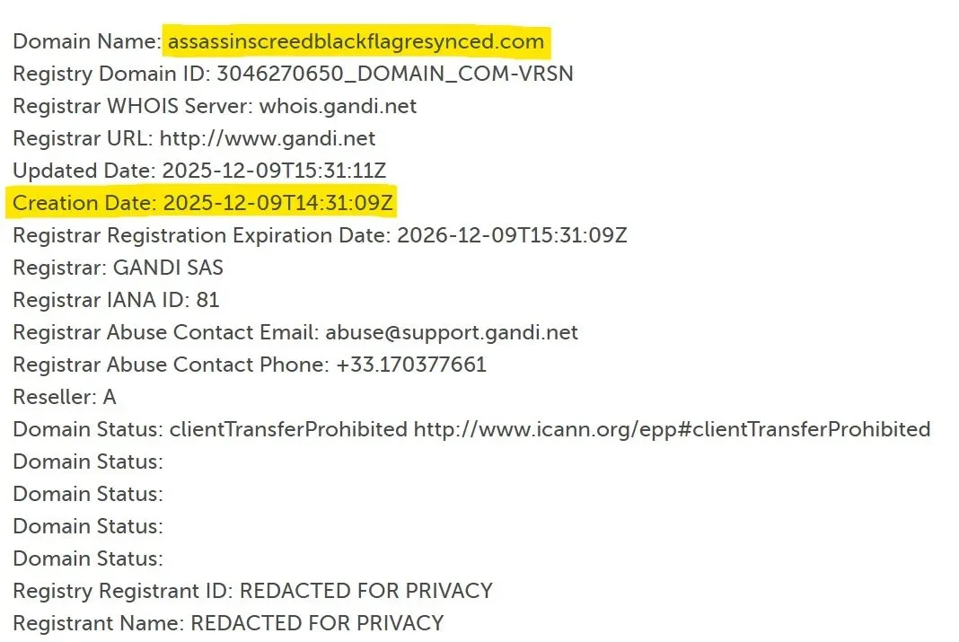Assassin’s Creed Black Flag Resynced Domain Registration Discovered - Twisted Voxel